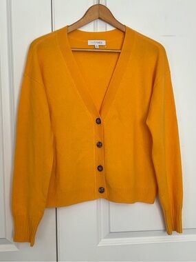 Intermix Buttercup Yellow V-neck Button Cashmere Cardigan Sweater M
